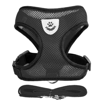 Adjustable Cat & Dog Harness Set|Comfortable mesh vest with leash for small & medium pets