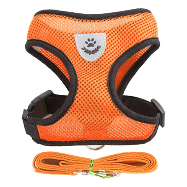 Adjustable Cat & Dog Harness Set|Comfortable mesh vest with leash for small & medium pets