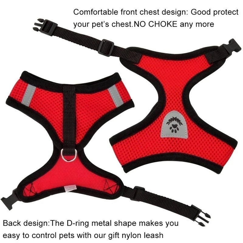 Adjustable Cat & Dog Harness Set|Comfortable mesh vest with leash for small & medium pets