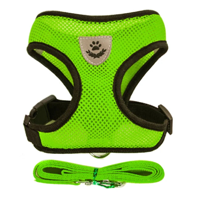 Adjustable Cat & Dog Harness Set|Comfortable mesh vest with leash for small & medium pets