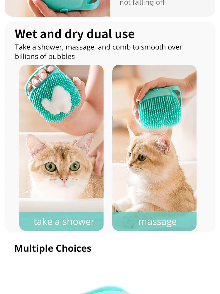 Pet Bathing & Grooming Brush | Soft silicone massager for a spa-like clean