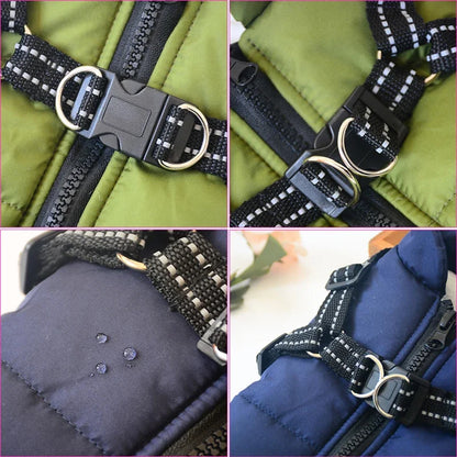 Large Dog Winter Jacket with Harness|Keep your dog warm, dry, and stylish