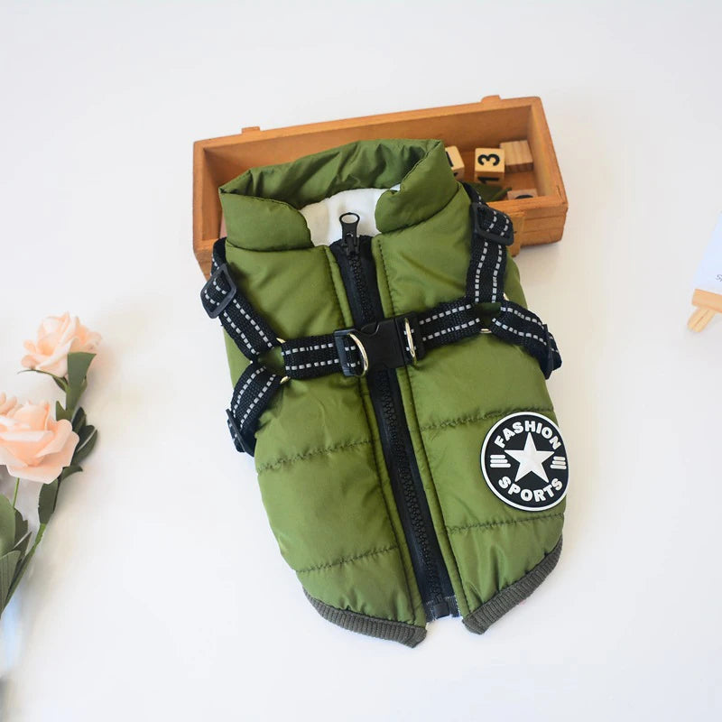 Pet Dog Jacket with Built-In Harness|Keep your pup warm, dry, and stylish