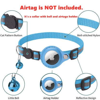 Reflective AirTag Collar for Pets|Keep your cat or dog safe with this anti-lost tracker case