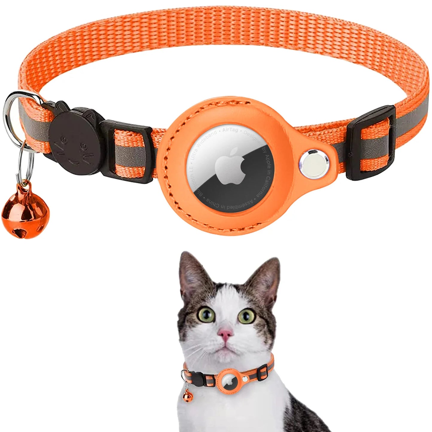 Reflective AirTag Collar for Pets|Keep your cat or dog safe with this anti-lost tracker case