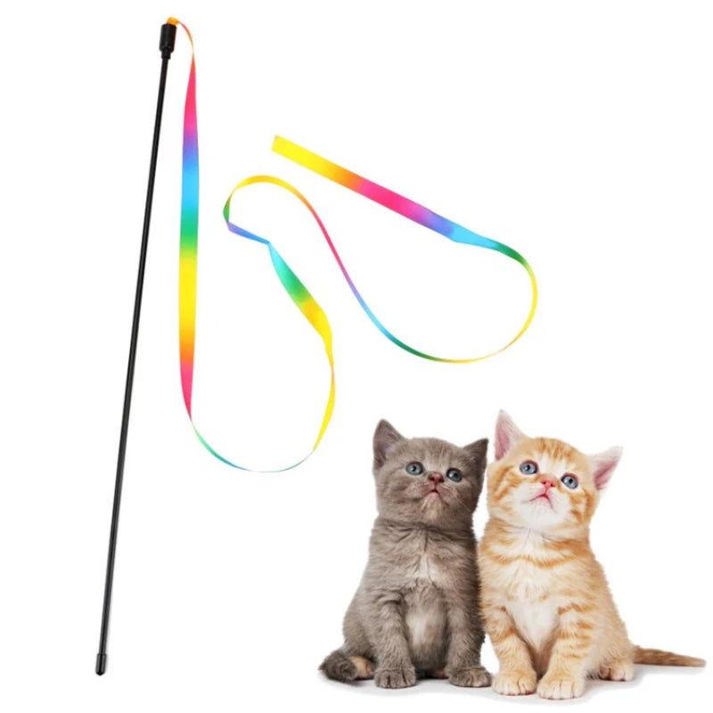 Interactive Rainbow Cat Teaser Wand|Must-have for happy cats