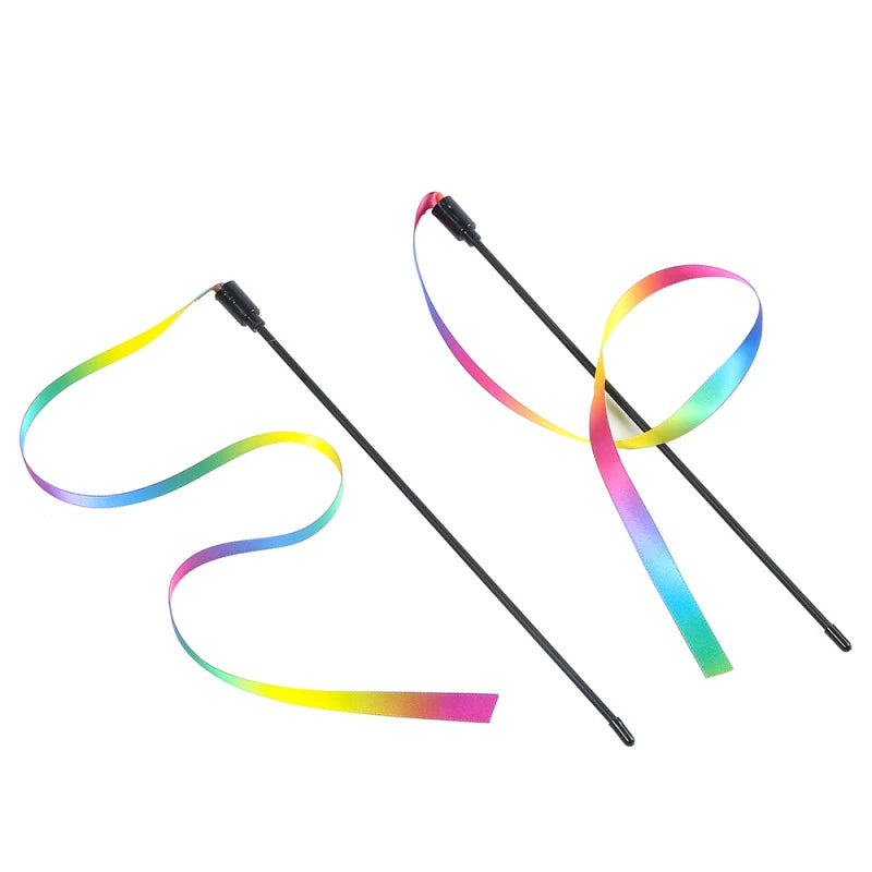 Interactive Rainbow Cat Teaser Wand|Must-have for happy cats