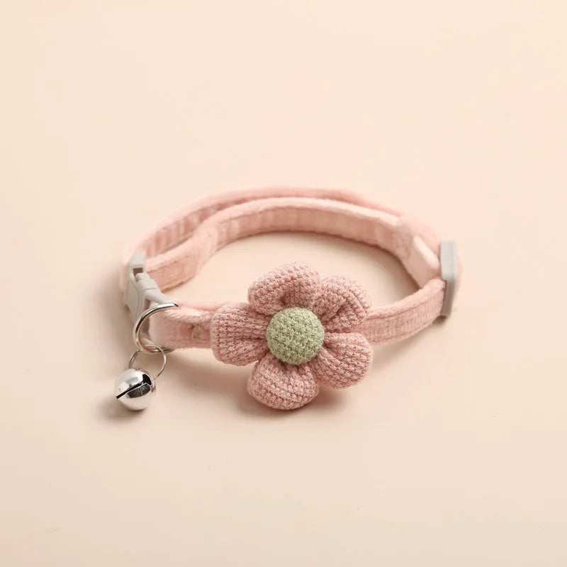 Adjustable Cat Collar with Bell & Flower|Stylish & comfy for kittens and small pets