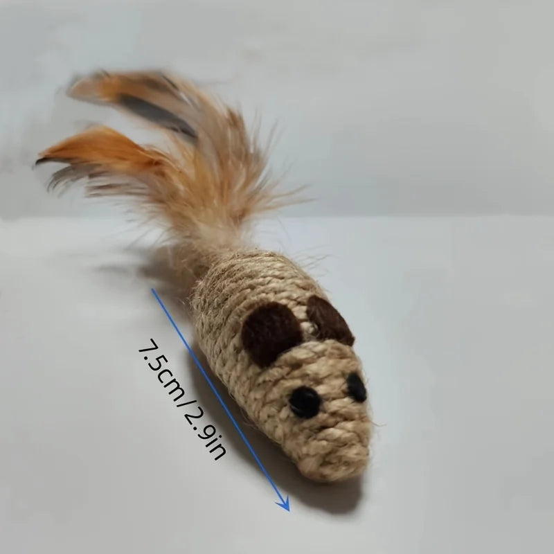 Interactive Sisal Cat Mouse Toys|Fun, durable, and bite-resistant