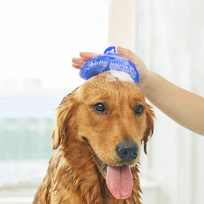 Soft rubber brush for grooming, de-shedding, and massage