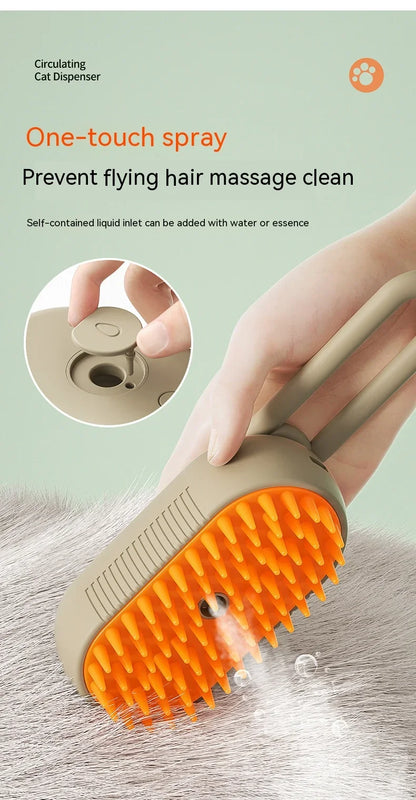 3-in-1 Electric Pet Grooming Brush | Steam, spray, massage & de-shed