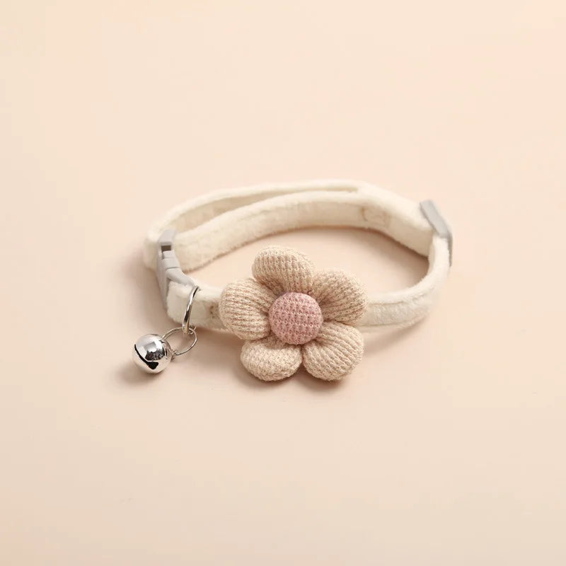 Adjustable Cat Collar with Bell & Flower|Stylish & comfy for kittens and small pets