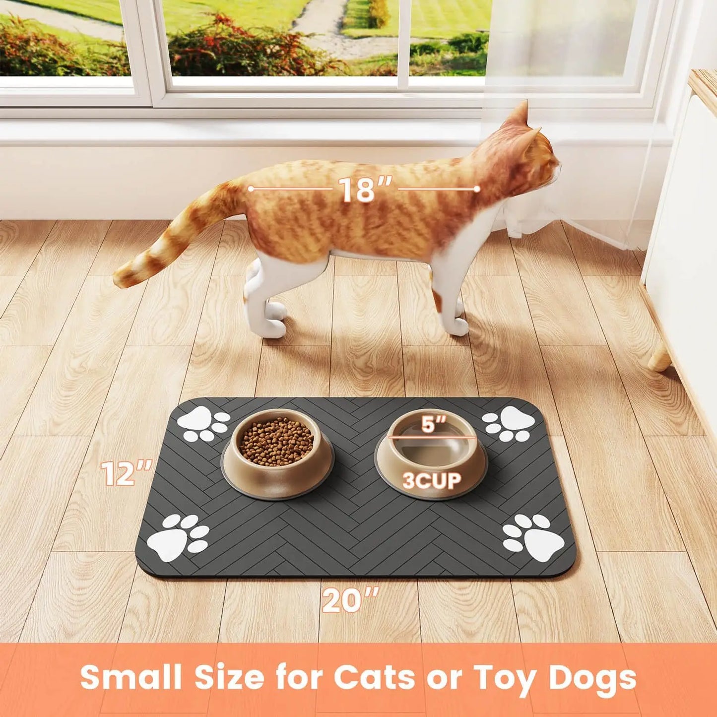 Absorbent Pet Feeding Mat|Keeps floors clean & dry