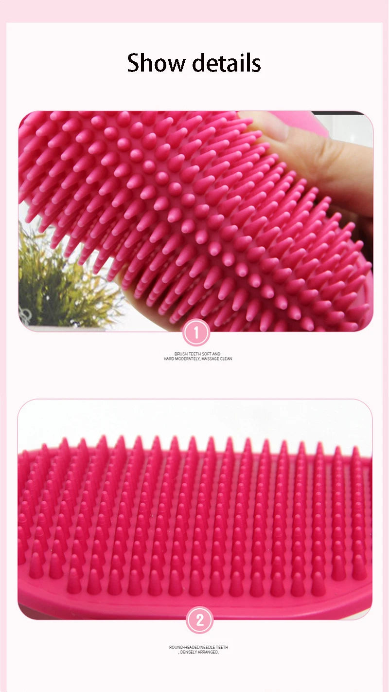 Soft rubber brush for grooming, de-shedding, and massage