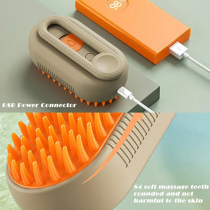 3-in-1 Electric Pet Grooming Brush | Steam, spray, massage & de-shed