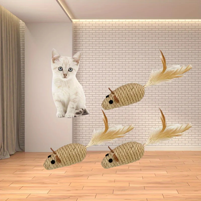 Interactive Sisal Cat Mouse Toys|Fun, durable, and bite-resistant