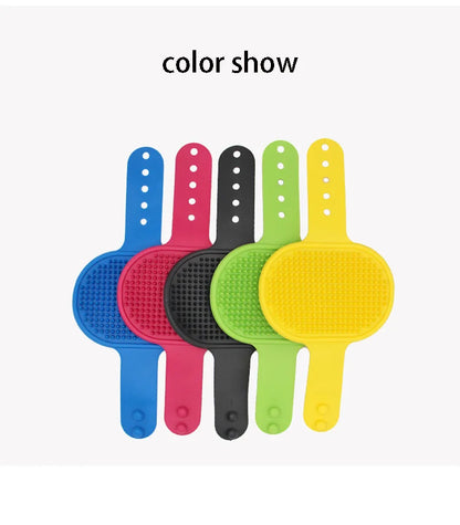 Soft rubber brush for grooming, de-shedding, and massage