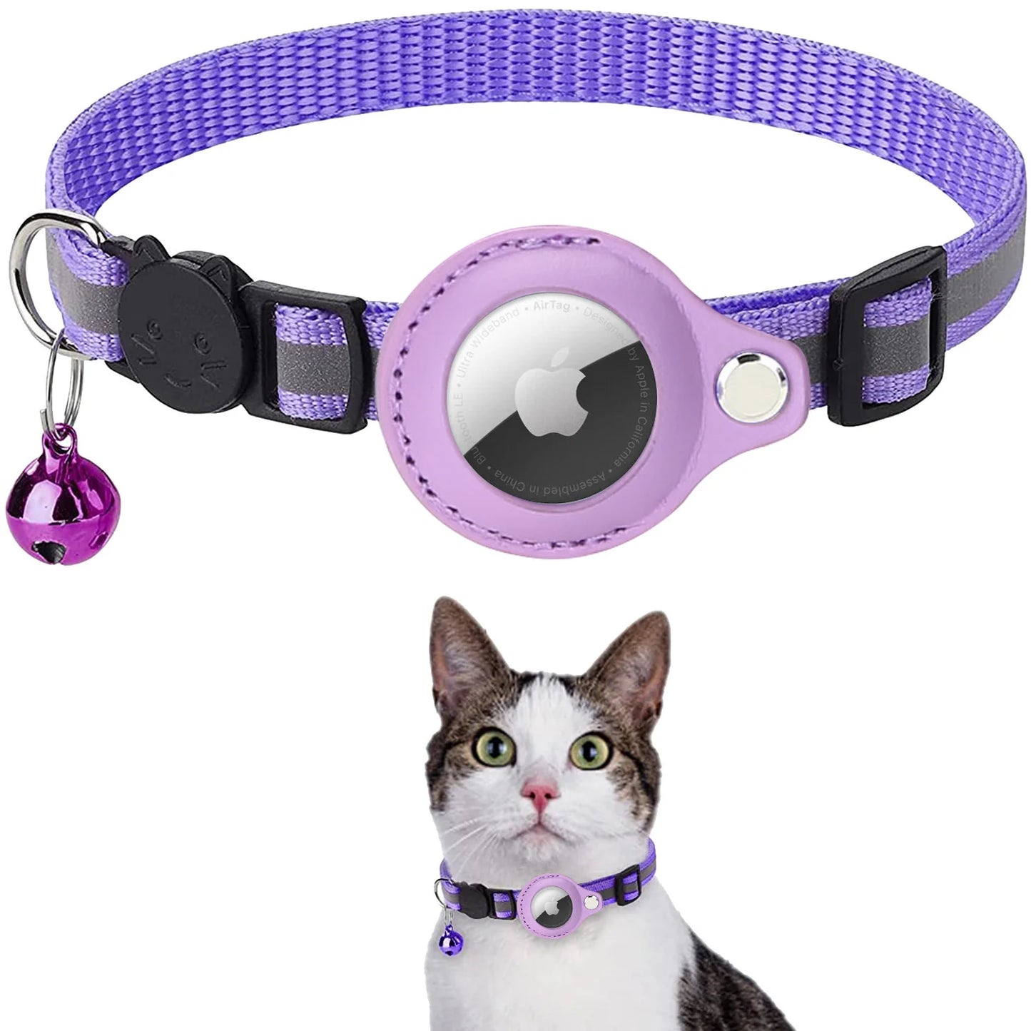 Reflective AirTag Collar for Pets|Keep your cat or dog safe with this anti-lost tracker case