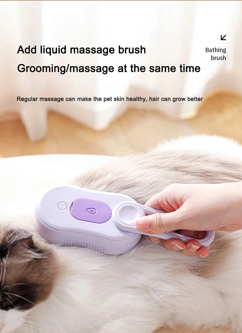 3-in-1 Electric Pet Grooming Brush | Steam, spray, massage & de-shed