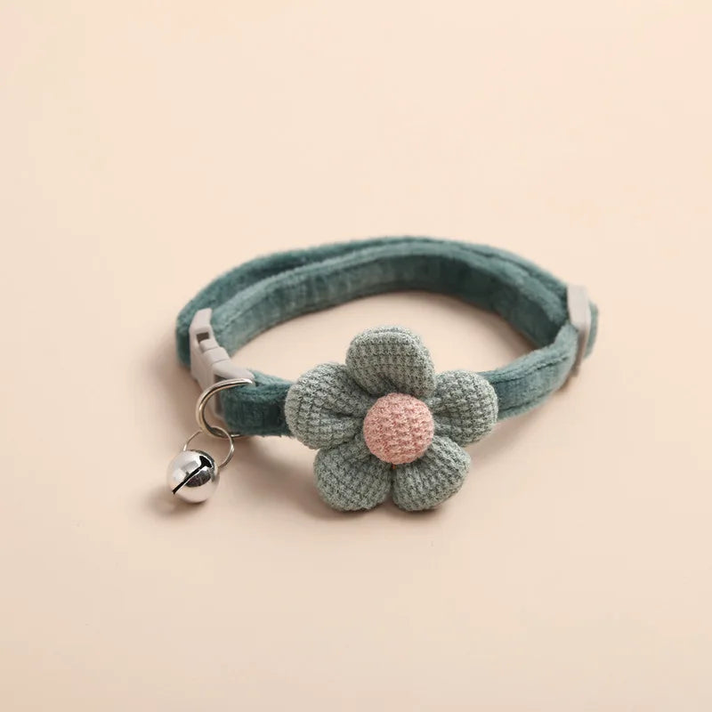 Adjustable Cat Collar with Bell & Flower|Stylish & comfy for kittens and small pets