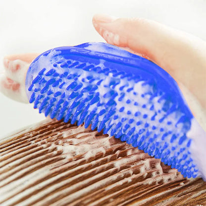 Soft rubber brush for grooming, de-shedding, and massage