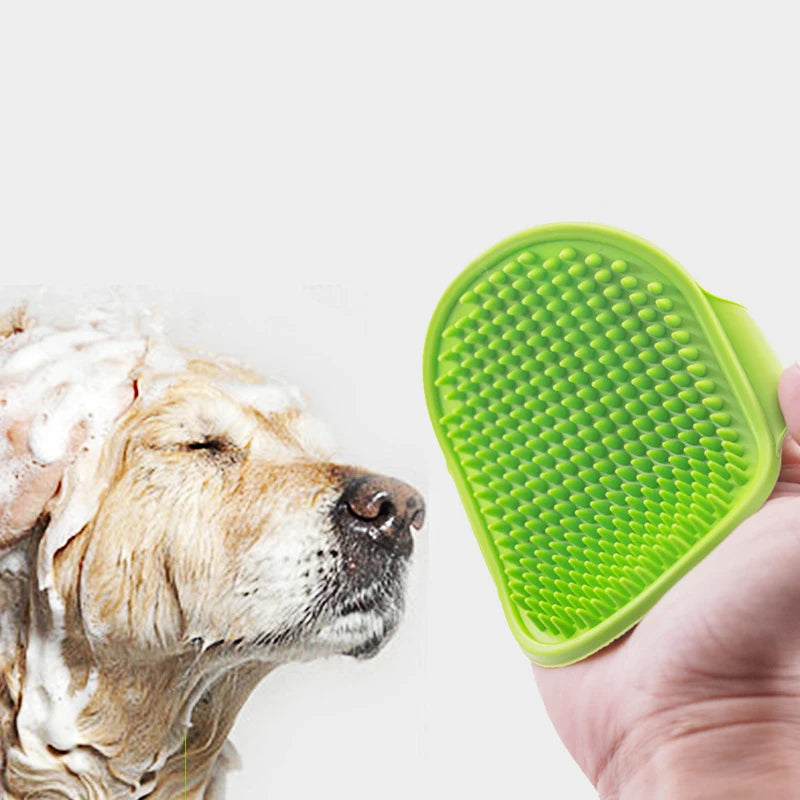 Soft rubber brush for grooming, de-shedding, and massage