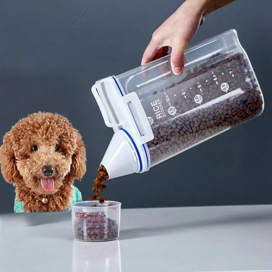 Pet Food Storage Pail with Measuring Cup|Keep food fresh and organized