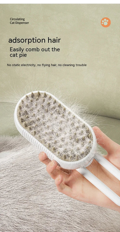 3-in-1 Electric Pet Grooming Brush | Steam, spray, massage & de-shed