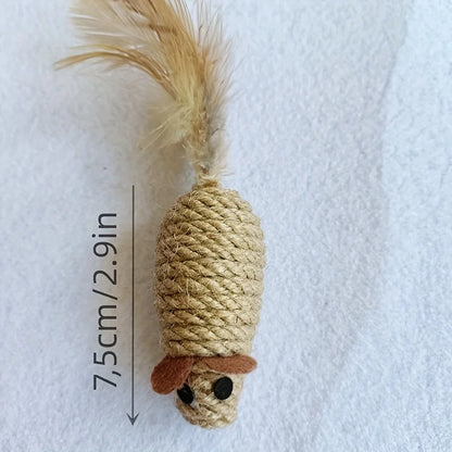 Interactive Sisal Cat Mouse Toys|Fun, durable, and bite-resistant