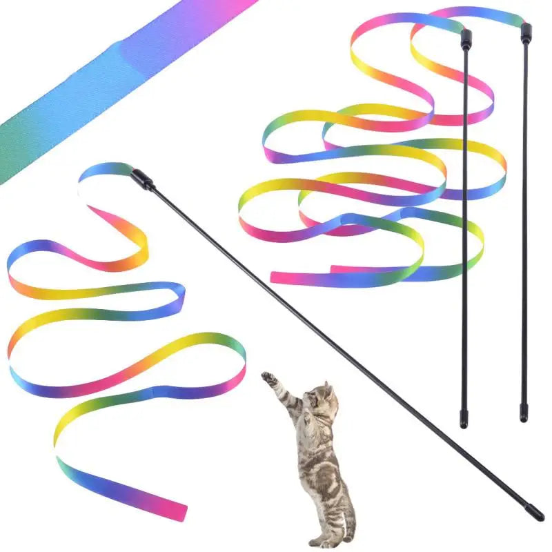 Interactive Rainbow Cat Teaser Wand|Must-have for happy cats