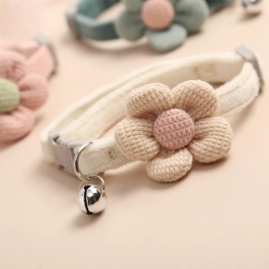 Adjustable Cat Collar with Bell & Flower|Stylish & comfy for kittens and small pets