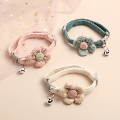 Adjustable Cat Collar with Bell & Flower|Stylish & comfy for kittens and small pets