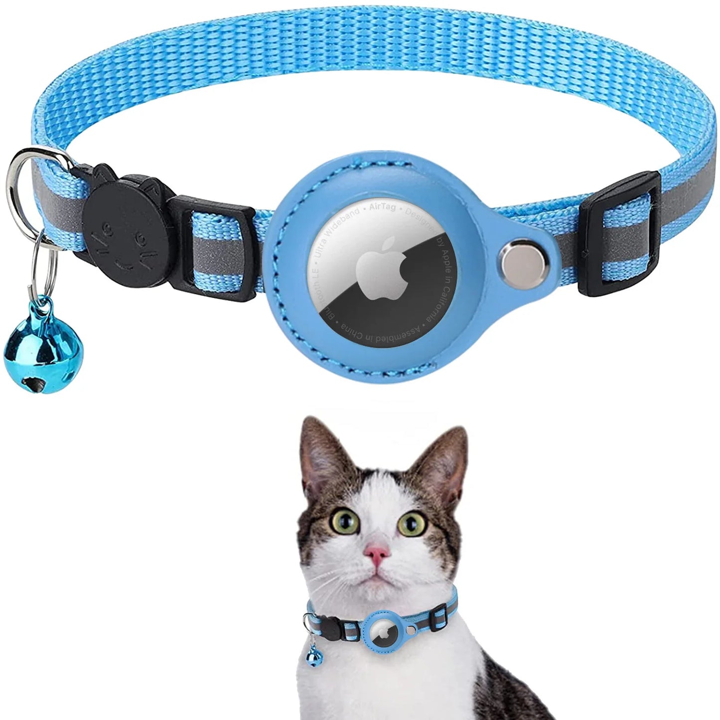 Reflective AirTag Collar for Pets|Keep your cat or dog safe with this anti-lost tracker case