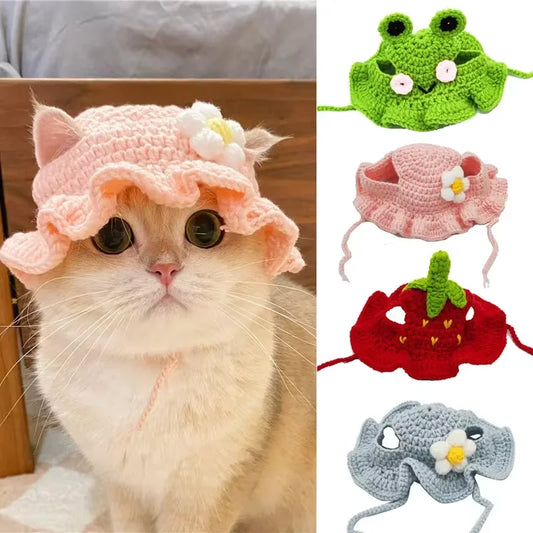 Hand-Knitted Cat & Dog Hats|Cute, mini hats for pets on the go