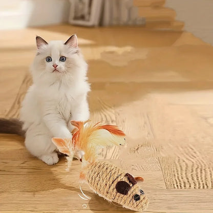 Interactive Sisal Cat Mouse Toys|Fun, durable, and bite-resistant