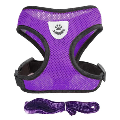 Adjustable Cat & Dog Harness Set|Comfortable mesh vest with leash for small & medium pets