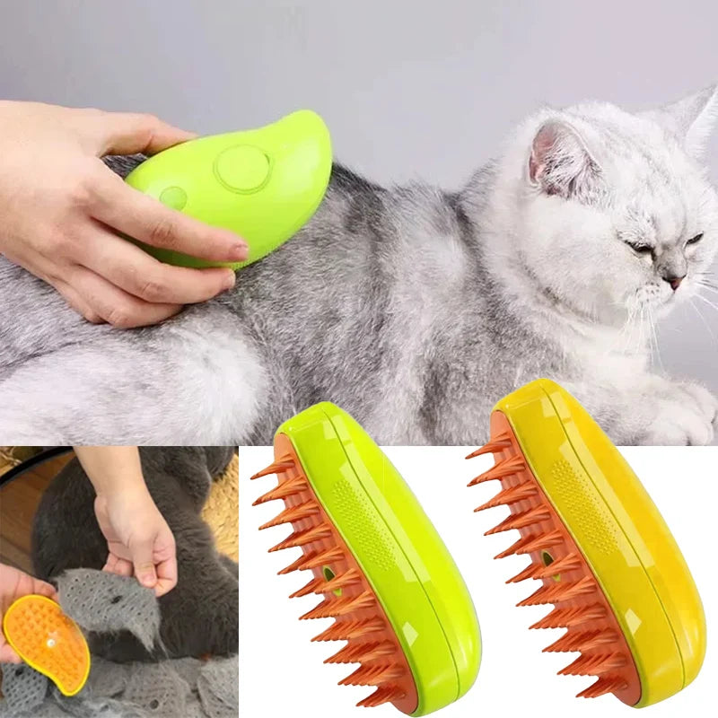 3-in-1 Electric Steamy Dog & Cat Brush|Massage, groom, and remove tangled hair effortlessly