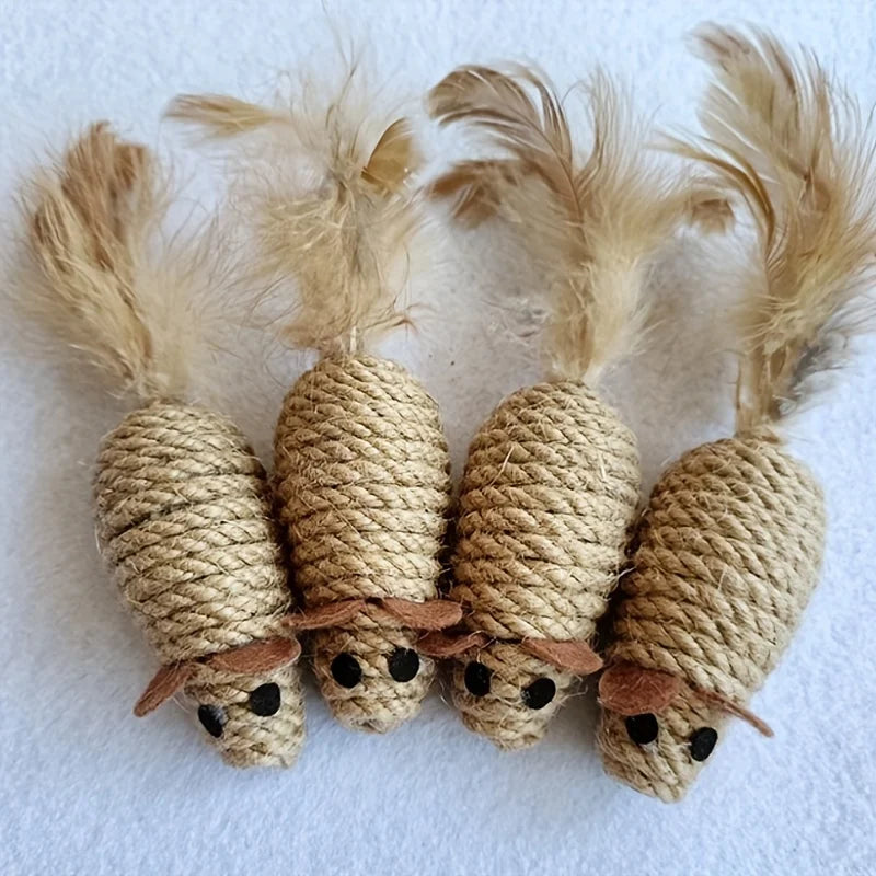 Interactive Sisal Cat Mouse Toys|Fun, durable, and bite-resistant