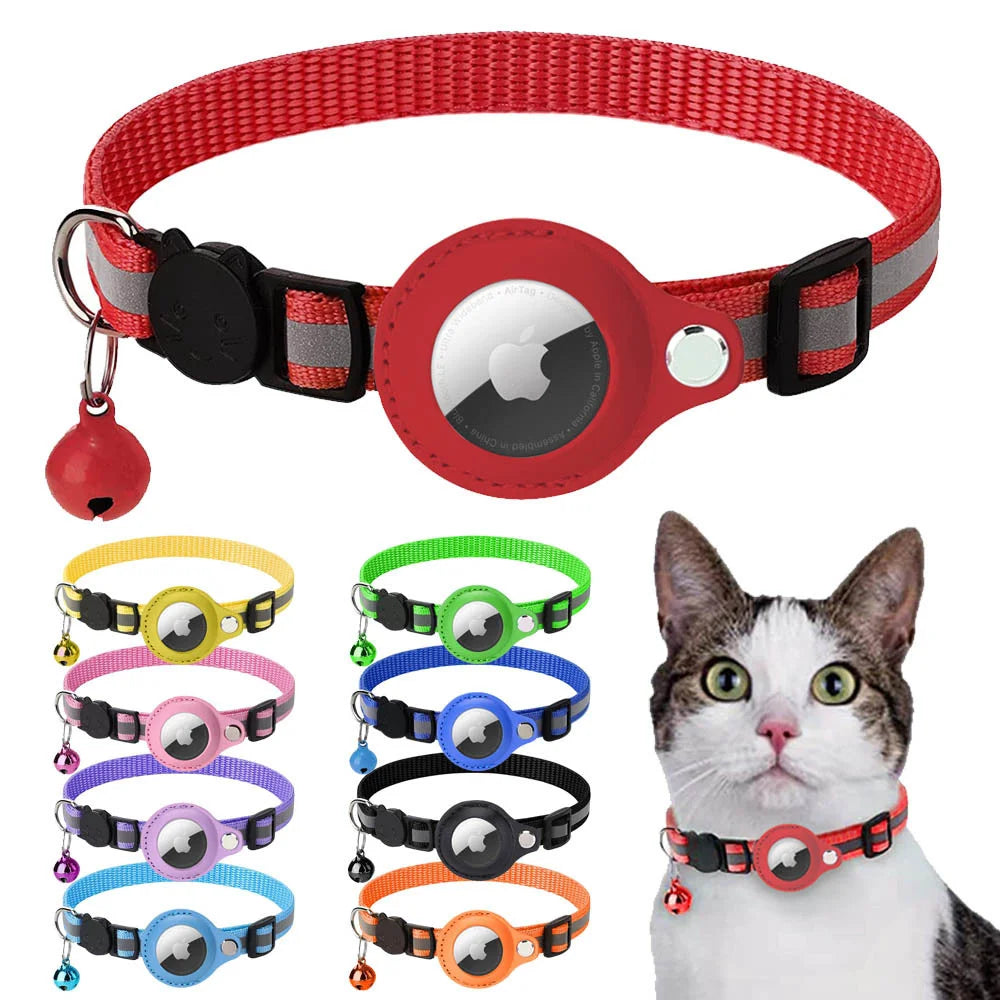 Reflective AirTag Collar for Pets|Keep your cat or dog safe with this anti-lost tracker case