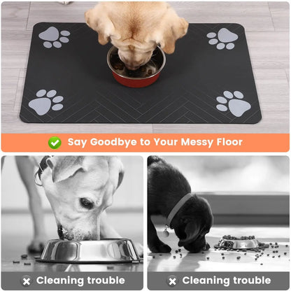 Absorbent Pet Feeding Mat|Keeps floors clean & dry