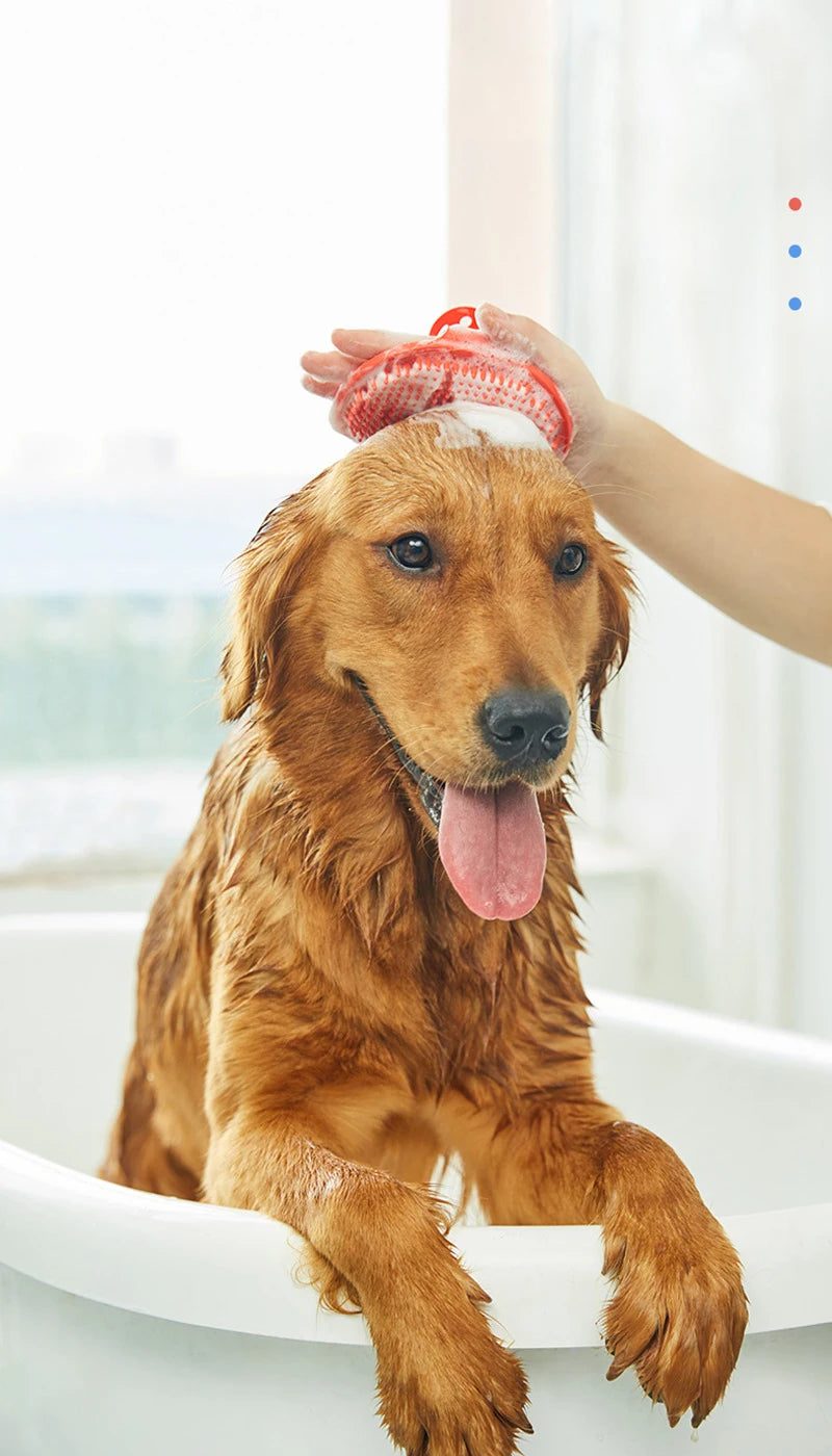 Soft rubber brush for grooming, de-shedding, and massage