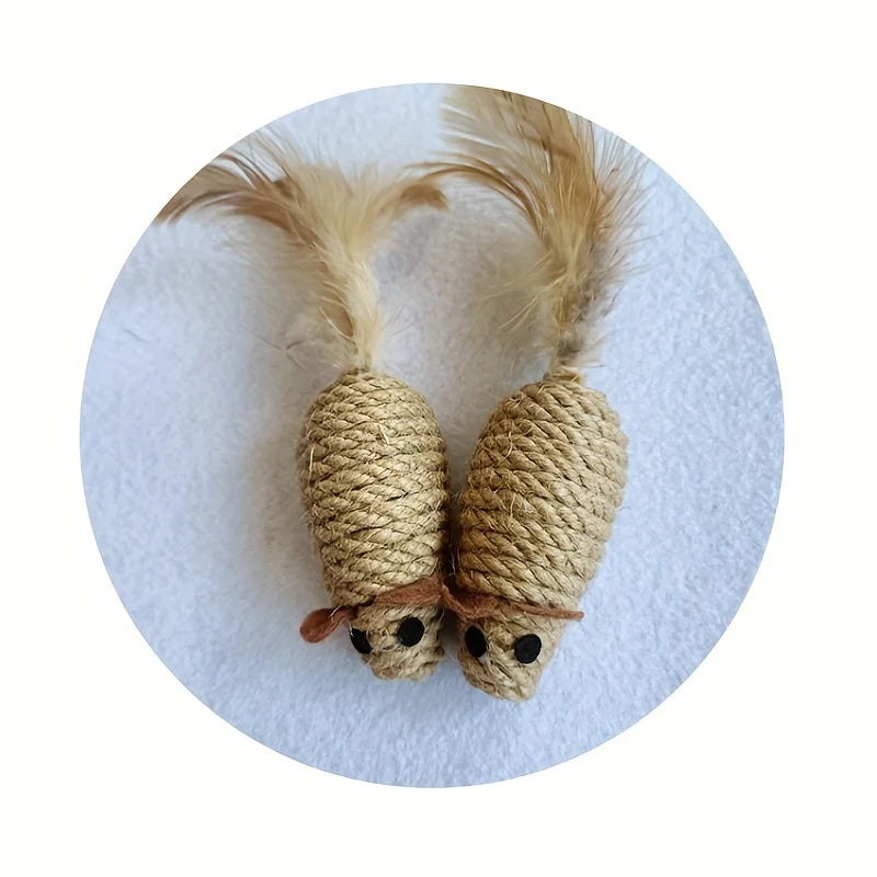 Interactive Sisal Cat Mouse Toys|Fun, durable, and bite-resistant