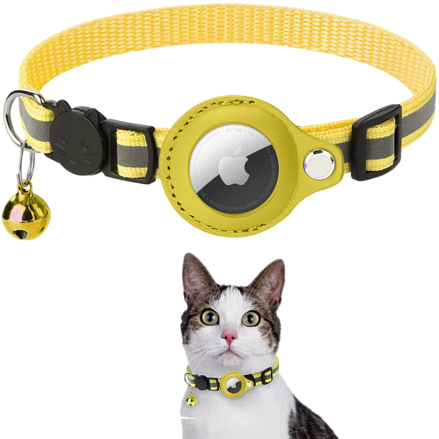 Reflective AirTag Collar for Pets|Keep your cat or dog safe with this anti-lost tracker case