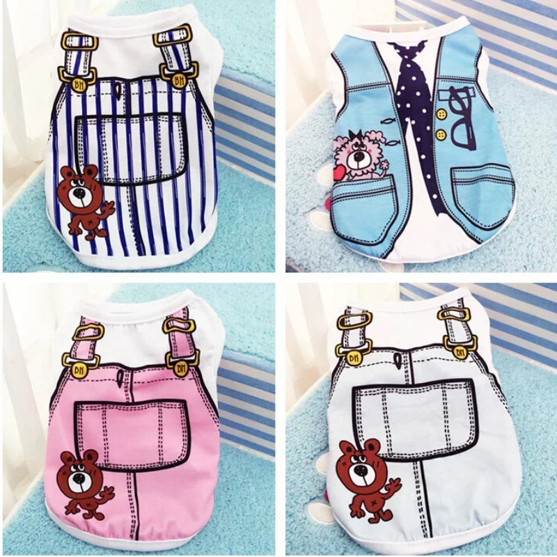 Soft Cartoon Dog Vests|Stylish & comfy summer shirts for small pups