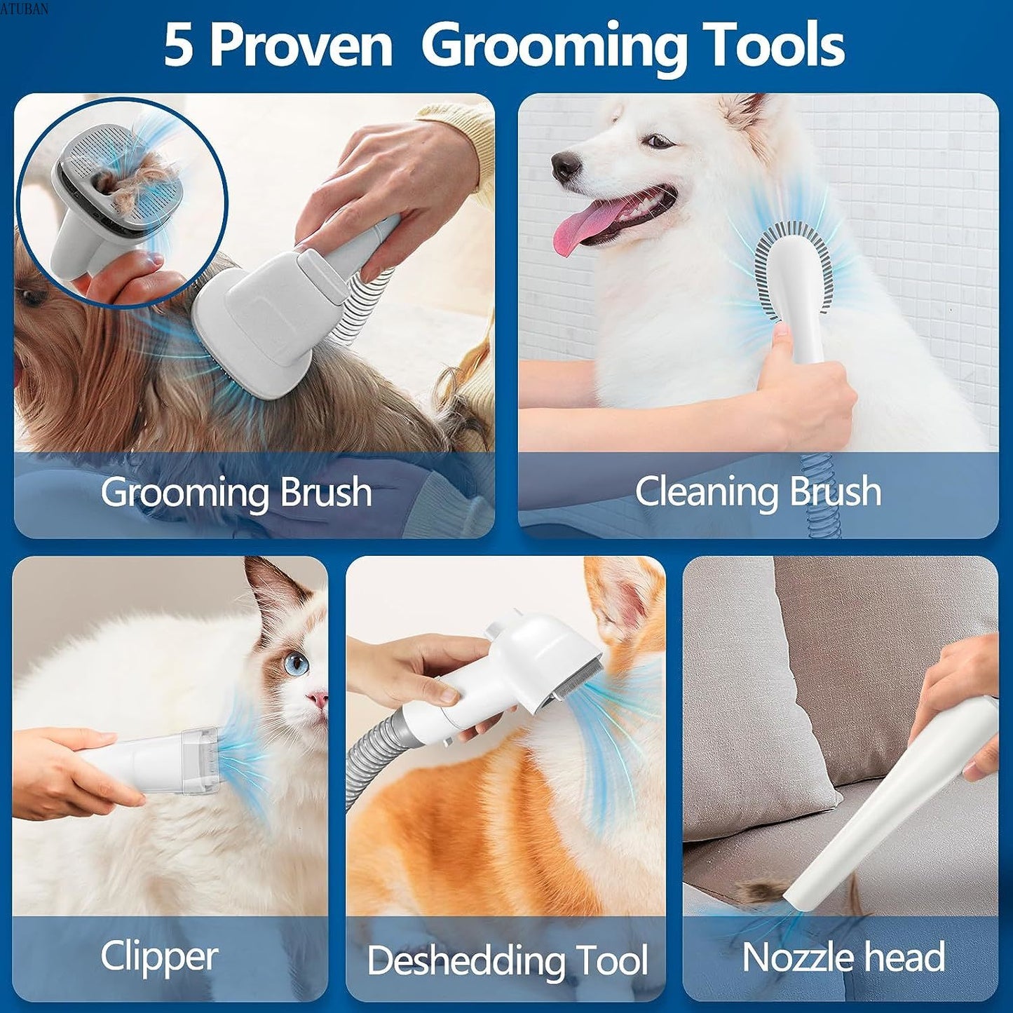 Dog Grooming Vacuum & Kit|Effortless pet hair removal with powerful suction