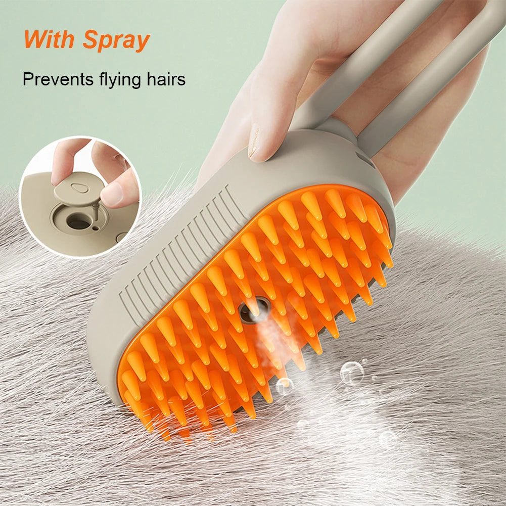 3-in-1 Electric Pet Grooming Brush | Steam, spray, massage & de-shed